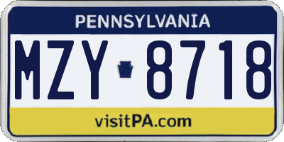 PA license plate MZY8718
