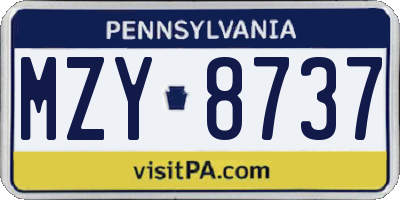 PA license plate MZY8737