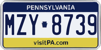 PA license plate MZY8739