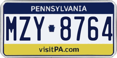 PA license plate MZY8764