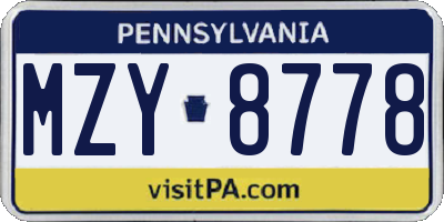 PA license plate MZY8778