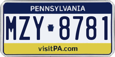 PA license plate MZY8781
