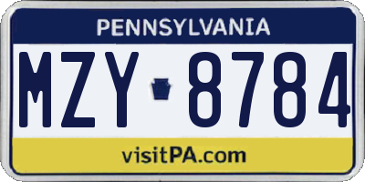 PA license plate MZY8784