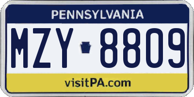 PA license plate MZY8809