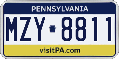 PA license plate MZY8811
