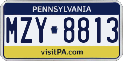 PA license plate MZY8813