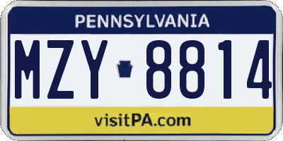 PA license plate MZY8814