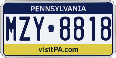 PA license plate MZY8818