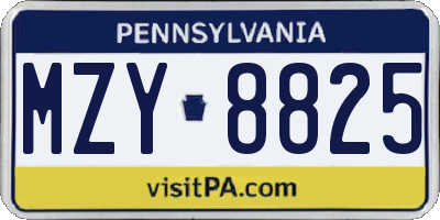 PA license plate MZY8825