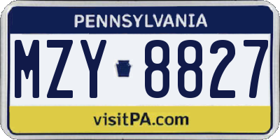 PA license plate MZY8827