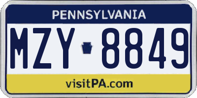 PA license plate MZY8849