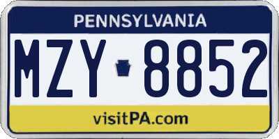 PA license plate MZY8852