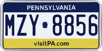 PA license plate MZY8856