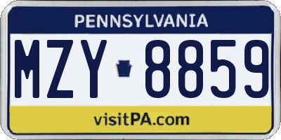 PA license plate MZY8859