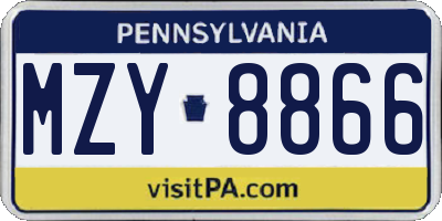 PA license plate MZY8866
