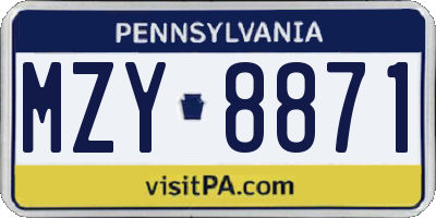 PA license plate MZY8871