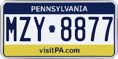 PA license plate MZY8877