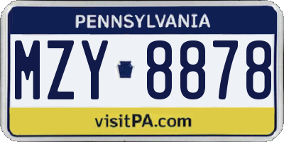 PA license plate MZY8878