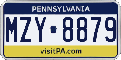 PA license plate MZY8879