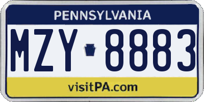 PA license plate MZY8883