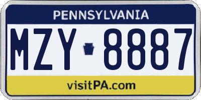 PA license plate MZY8887