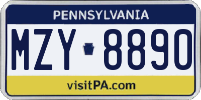PA license plate MZY8890