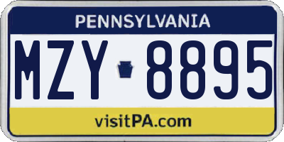 PA license plate MZY8895