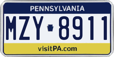 PA license plate MZY8911