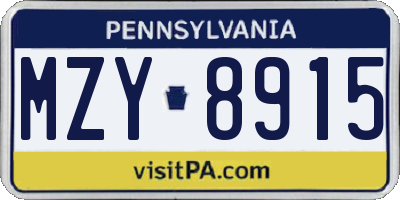PA license plate MZY8915