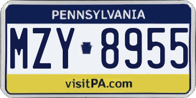 PA license plate MZY8955