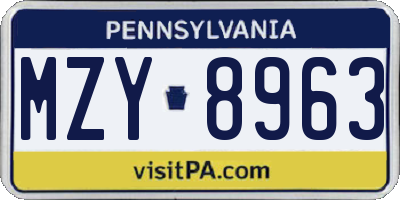 PA license plate MZY8963