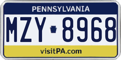 PA license plate MZY8968