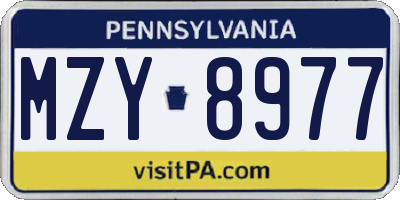 PA license plate MZY8977