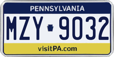 PA license plate MZY9032