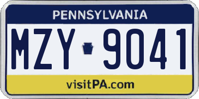 PA license plate MZY9041