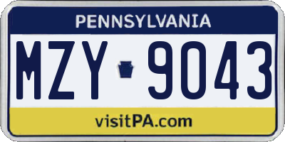 PA license plate MZY9043