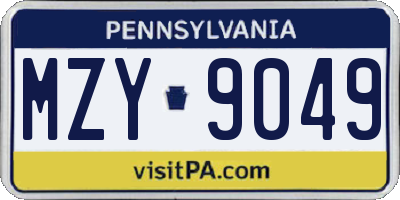PA license plate MZY9049
