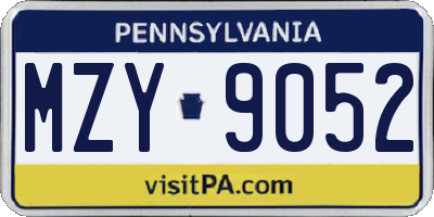 PA license plate MZY9052