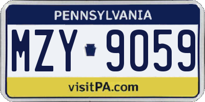 PA license plate MZY9059