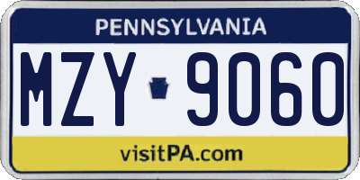 PA license plate MZY9060