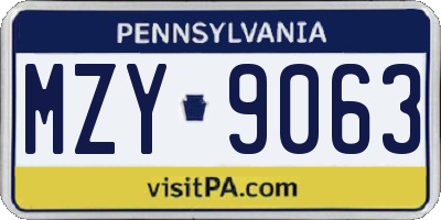 PA license plate MZY9063