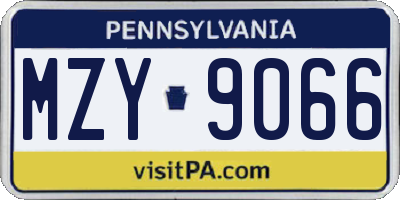 PA license plate MZY9066