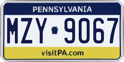 PA license plate MZY9067
