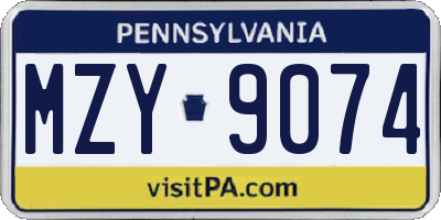 PA license plate MZY9074