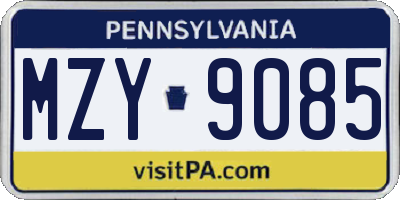 PA license plate MZY9085