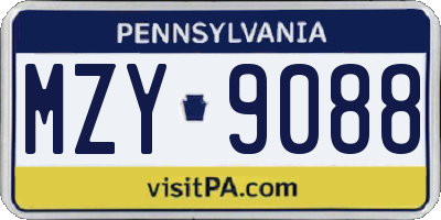 PA license plate MZY9088