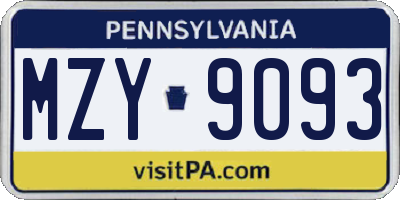 PA license plate MZY9093