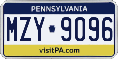 PA license plate MZY9096