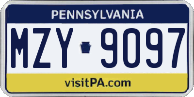 PA license plate MZY9097