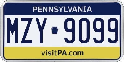 PA license plate MZY9099
